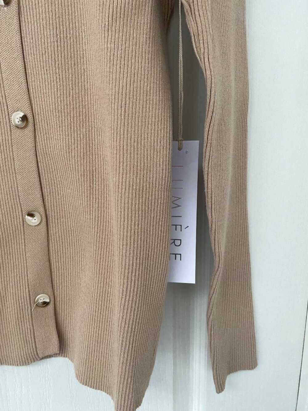 Lumière Ribbed Collared Button-Front Cardigan - Size M - NWT - Picture 2 of 6